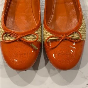 Tory Burch Shoes - Tory Burch orange cap and woven flats Tory Burch Shoes - Tory Burch orange cap and woven flats
